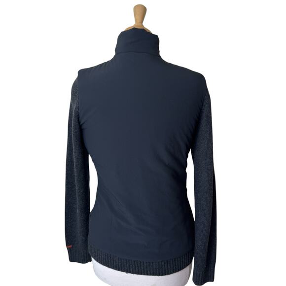 KJUS Mixed Media Cable Knit Zip Up Sweater Jacket 34/ XS  Black Gray - Picture 2 of 10